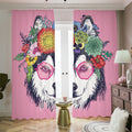 Hippie Siberian Husky Print Dimout Pencil Pleat Curtains