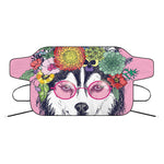 Hippie Siberian Husky Print Car Windshield Snow Cover