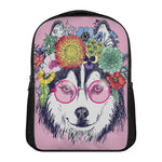 Hippie Siberian Husky Print Casual Backpack