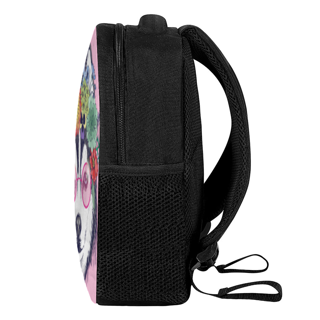 Hippie Siberian Husky Print Casual Backpack