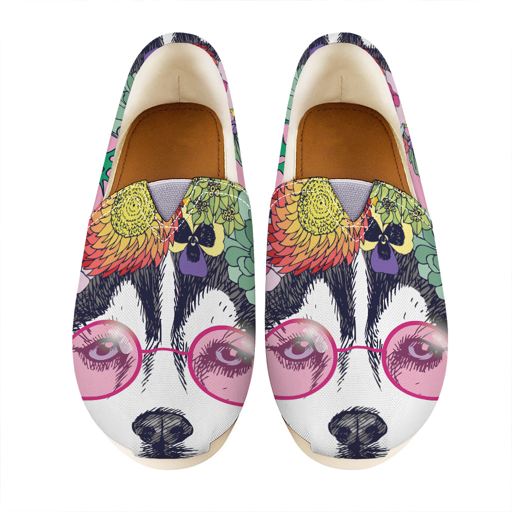 Hippie Siberian Husky Print Casual Shoes