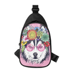 Hippie Siberian Husky Print Chest Bag