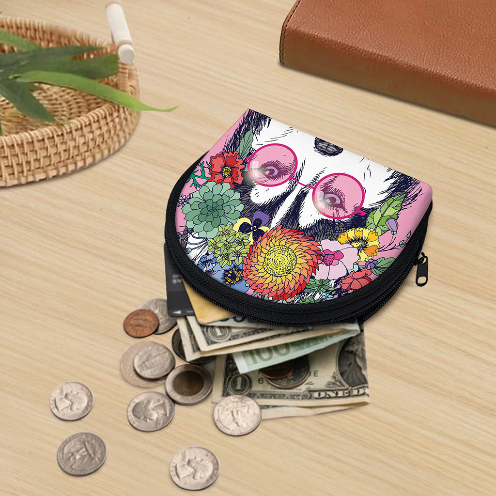 Hippie Siberian Husky Print Coin Purse