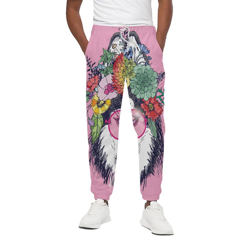 Hippie Siberian Husky Print Cotton Pants