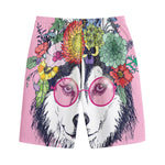 Hippie Siberian Husky Print Cotton Shorts