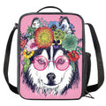 Hippie Siberian Husky Print Crossbody Lunch Bag