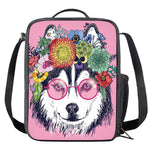 Hippie Siberian Husky Print Crossbody Lunch Bag