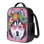 Hippie Siberian Husky Print Crossbody Lunch Bag