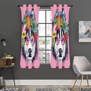 Hippie Siberian Husky Print Curtain