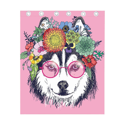 Hippie Siberian Husky Print Curtain