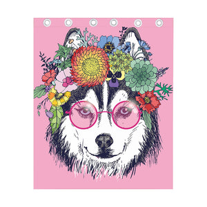 Hippie Siberian Husky Print Curtain