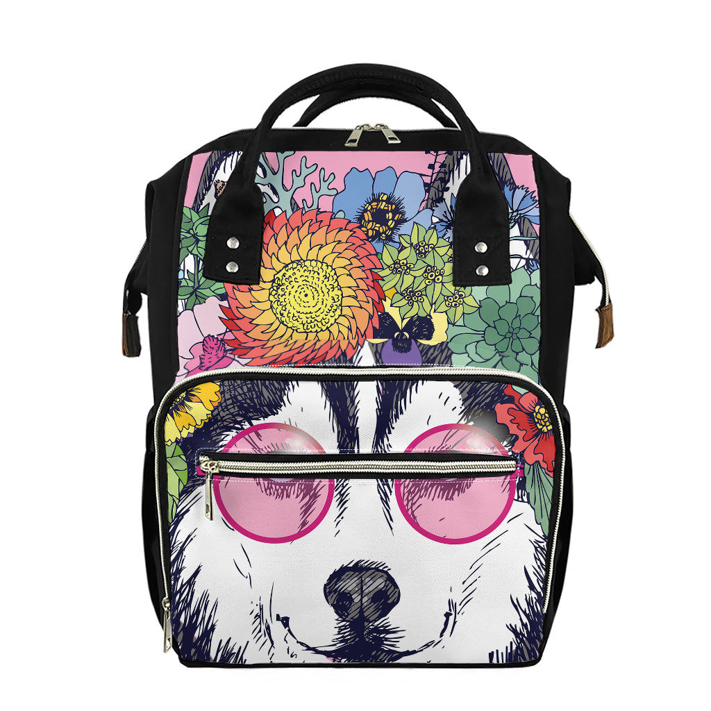 Hippie Siberian Husky Print Diaper Bag