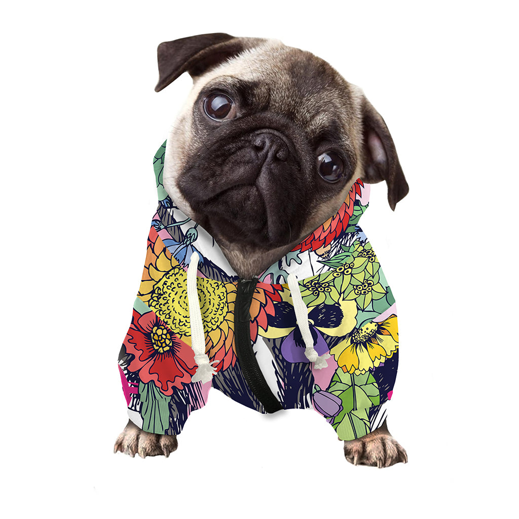 Hippie Siberian Husky Print Dog Zip Up Hoodie