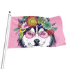 Hippie Siberian Husky Print Flag