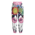 Hippie Siberian Husky Print Fleece Lined Knit Pants