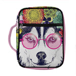 Hippie Siberian Husky Print Front Pocket Bible Bag