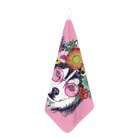 Hippie Siberian Husky Print Hand Towel