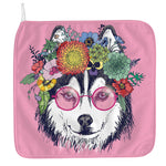 Hippie Siberian Husky Print Hand Towel