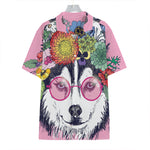 Hippie Siberian Husky Print Hawaiian Shirt