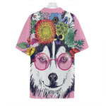 Hippie Siberian Husky Print Hawaiian Shirt
