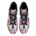 Hippie Siberian Husky Print High Top Leather Sneakers