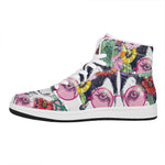 Hippie Siberian Husky Print High Top Leather Sneakers