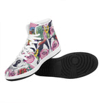 Hippie Siberian Husky Print High Top Leather Sneakers