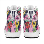 Hippie Siberian Husky Print High Top Leather Sneakers