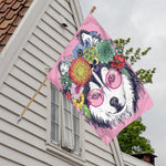 Hippie Siberian Husky Print House Flag