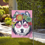 Hippie Siberian Husky Print House Flag