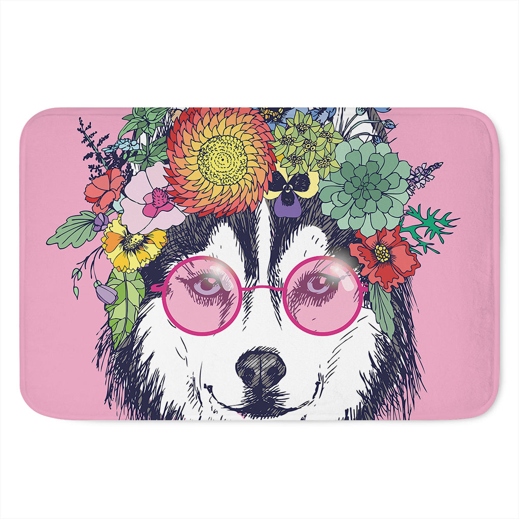Hippie Siberian Husky Print Indoor Door Mat