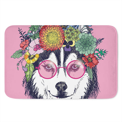 Hippie Siberian Husky Print Indoor Door Mat