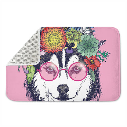 Hippie Siberian Husky Print Indoor Door Mat