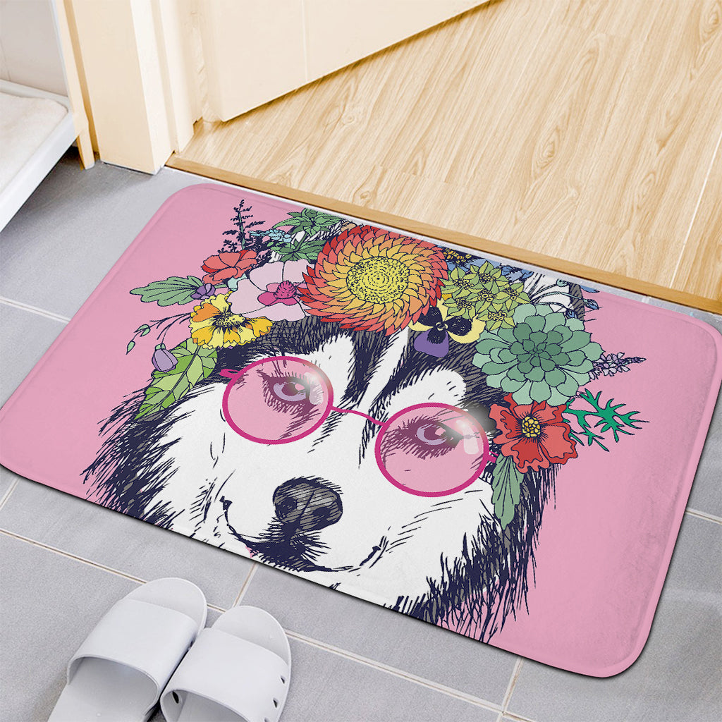 Hippie Siberian Husky Print Indoor Door Mat