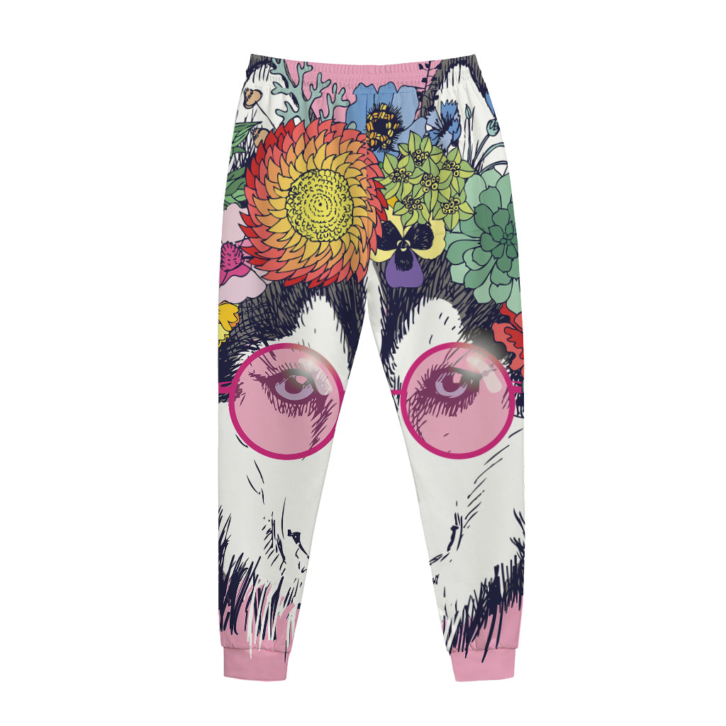 Hippie Siberian Husky Print Jogger Pants