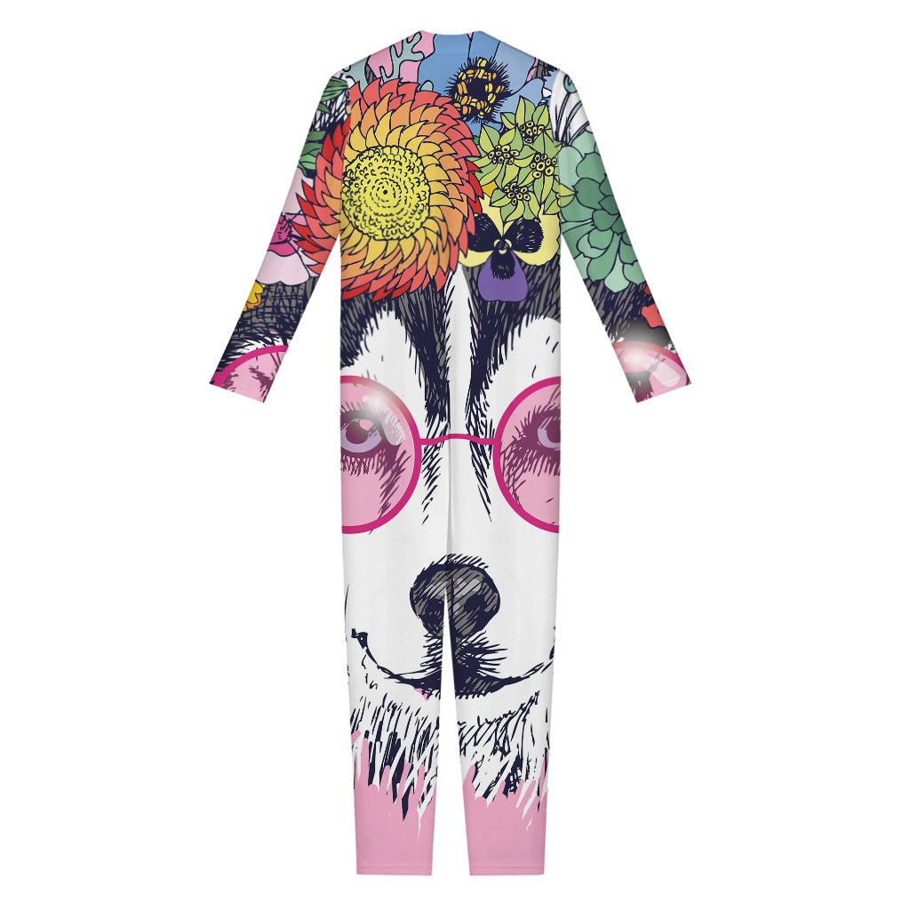 Hippie Siberian Husky Print Jumpsuit