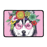Hippie Siberian Husky Print Kitchen Mat