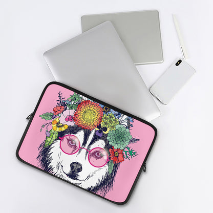 Hippie Siberian Husky Print Laptop Sleeve