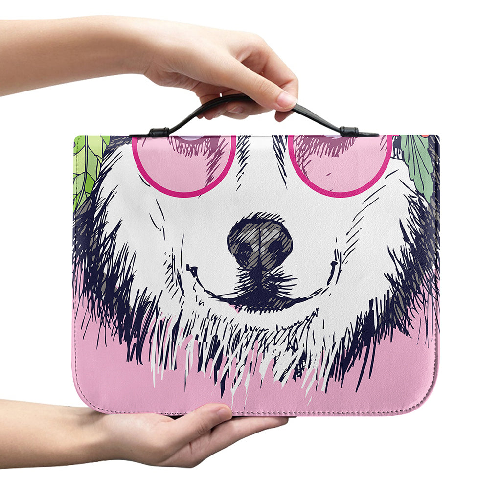Hippie Siberian Husky Print Leather Bible Cover