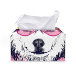 Hippie Siberian Husky Print Leather Tissue Box Cover