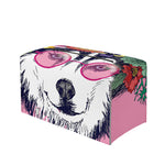 Hippie Siberian Husky Print Leather Tissue Box Cover