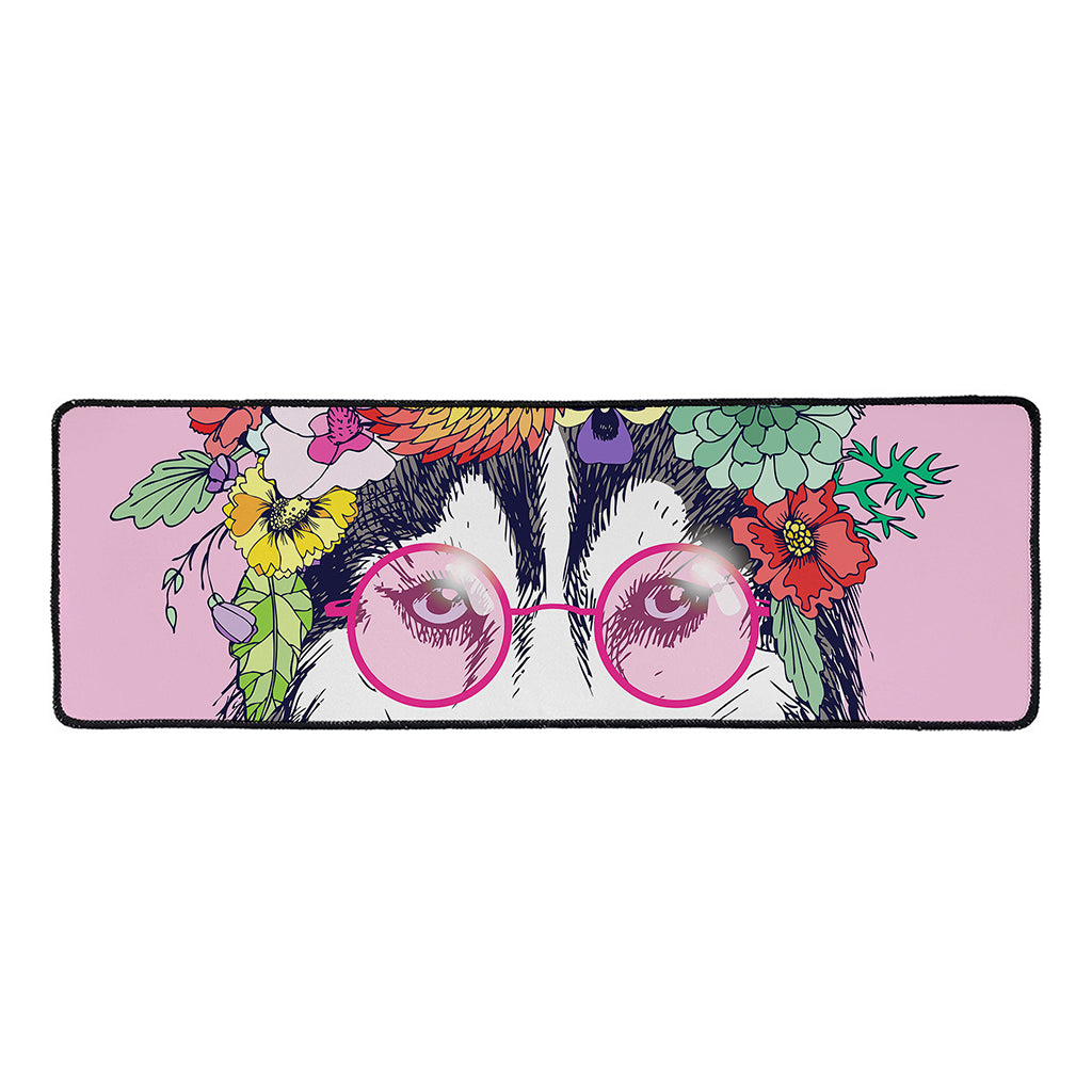 Hippie Siberian Husky Print Long Kitchen Mat