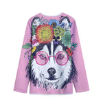 Hippie Siberian Husky Print Long Sleeve Short Coat