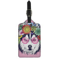Hippie Siberian Husky Print Luggage Tag