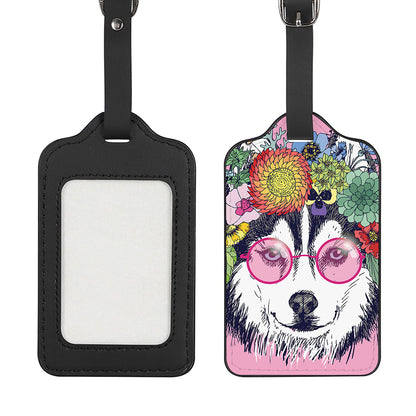 Hippie Siberian Husky Print Luggage Tag