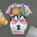 Hippie Siberian Husky Print Men's Bodysuit