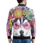 Hippie Siberian Husky Print Men's Bomber Jacket