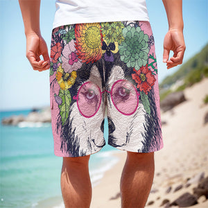 Hippie Siberian Husky Print Men's Cargo Shorts
