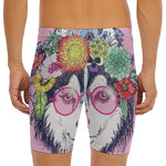 Hippie Siberian Husky Print Men's Long Boxer Briefs