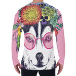 Hippie Siberian Husky Print Men's Long Sleeve T-Shirt